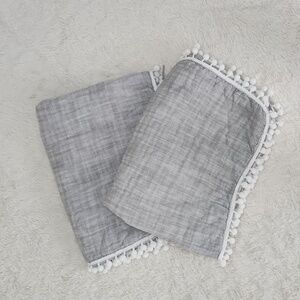 Artisan De Luxe Home Gray Pom Pom Two Pillow Shams Standard